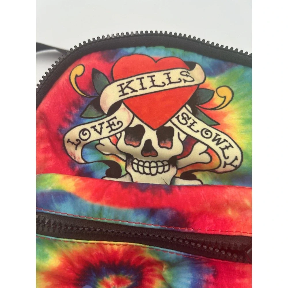 Ed Hardy Mini Backpack Love Kills Slowly Skull Tie Dye Rainbow Y2K Tattoo Art